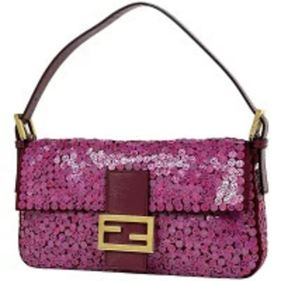 Fendi Handbags - Fendi Mamma Bucket sequin Hobo bag satin pink